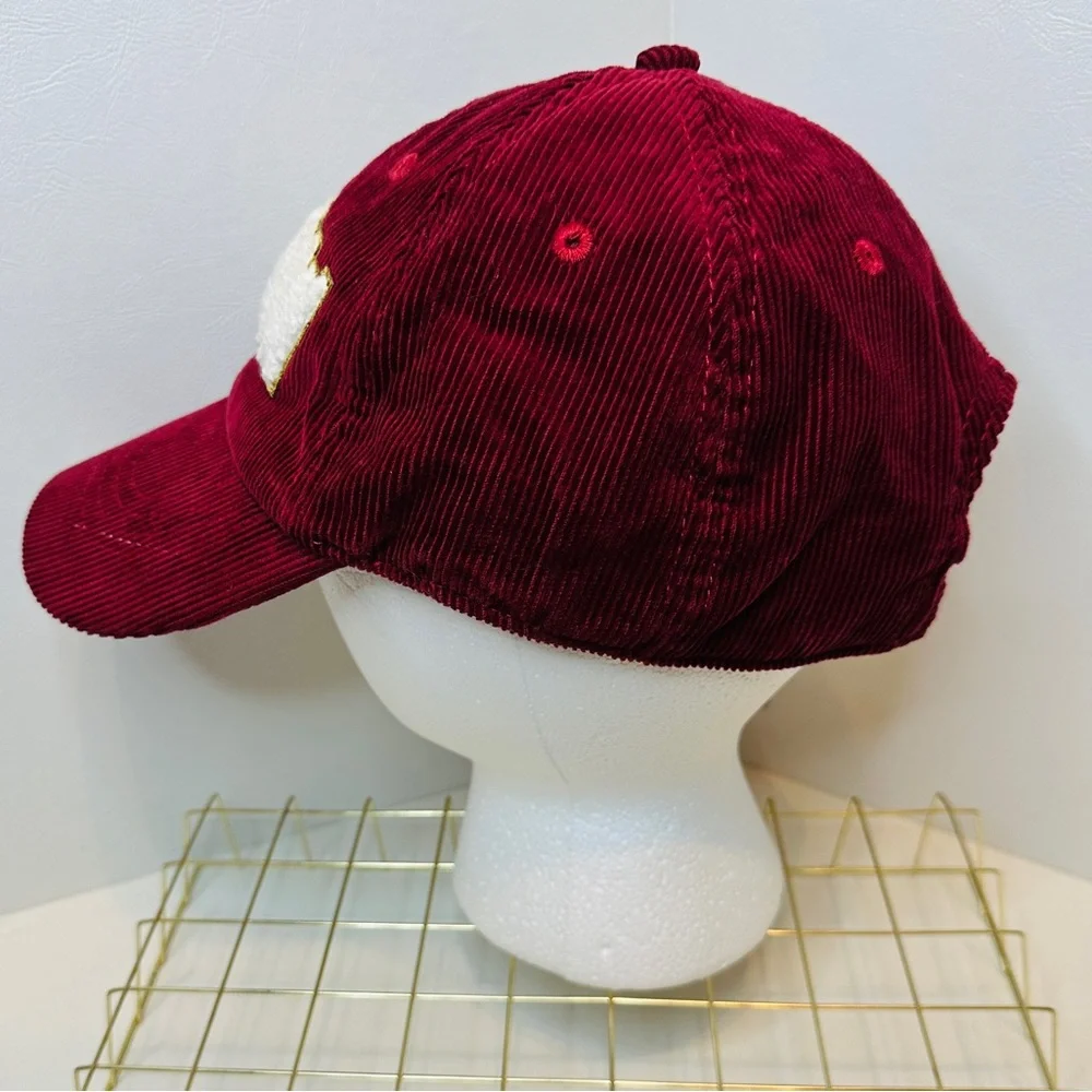 Simply Southern Burgundy Dark Red Corduroy YEE HAW Adjustable Baseball Cap Hat